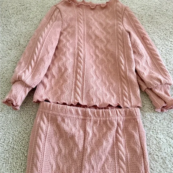 Pink Knit Two-Piece Set - Cable Texture - Picture 5 of 7